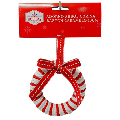 Adorno Holiday Time para árbol con diseño de bastón de caramelo de Navidad - 10 cm