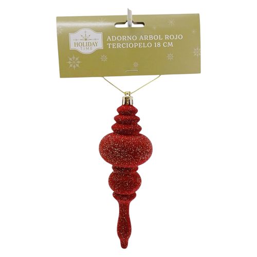 Adorno árbol Holiday Time rojo terciopelo Navidad - 18 cm