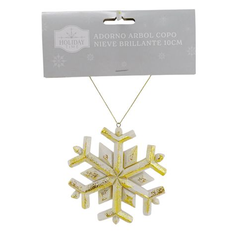 Adorno Holiday Time para árbol de copo de nieve brillante para Navidad - 10 cm