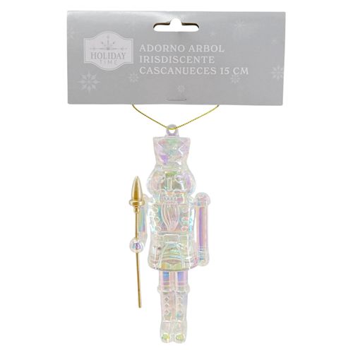Adorno árbol Holiday Time cascanueces iridiscente Navidad - 15 cm