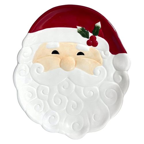 Plato Holiday Time de cerámica con diseño de Santa Claus Navidad