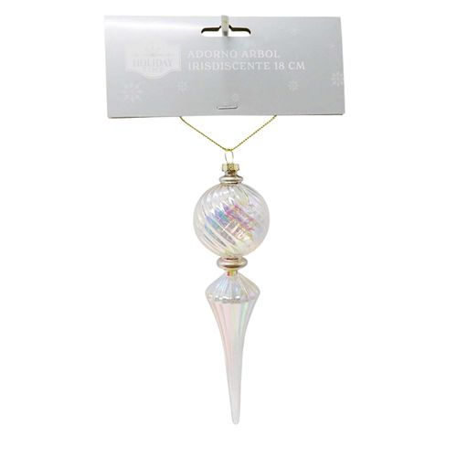 Adorno Holiday Time iridiscente para árbol de Navidad - 18 cm