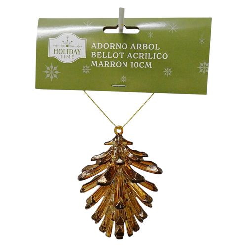 Adorno Holiday Time de árbol con forma de bellota acrílica marrón Navidad - 10 cm