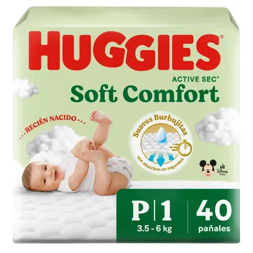 Pañales Huggies Soft Comfort Etapa 1/P - 40 Unidades