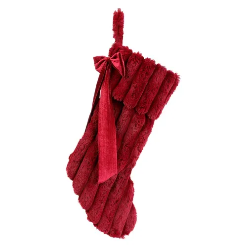 Bota Holiday Time terciopelo roja decoración Navidad - 50 cm