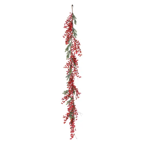 Guirnalda Holiday Time de berries decorativas para Navidad - 183 cm