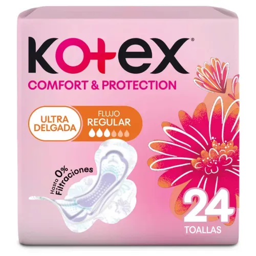 Toallas Femeninas Kotex Comfort y Protección Ultradelgadas -24 Unidades