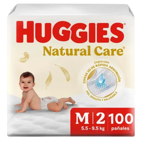 Pañales Huggies Natural Care Etapa 2/M - 100 Unidades