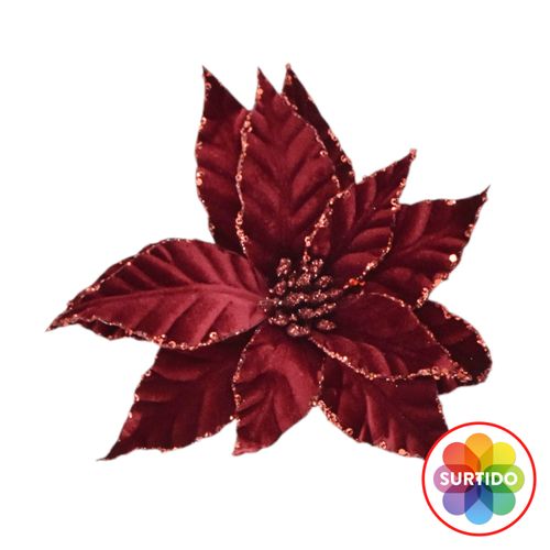 Flor Holiday Time de Pascua verde y corinta para Navidad - 25 cm