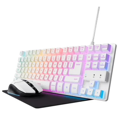 Teclado y Mouse GXTrust 794 Set Gamer TKL Blanco + Pad