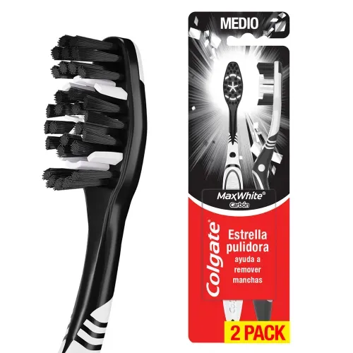 Cepillo Dental Colgate Max White Charcoal - 2 Pzas