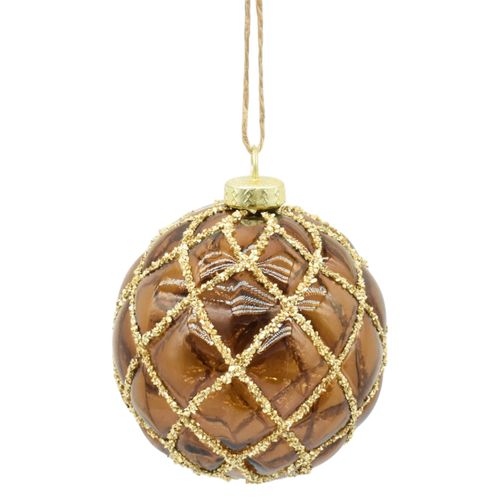 Esfera Holiday Time marrón con textura para Navidad - 8 cm