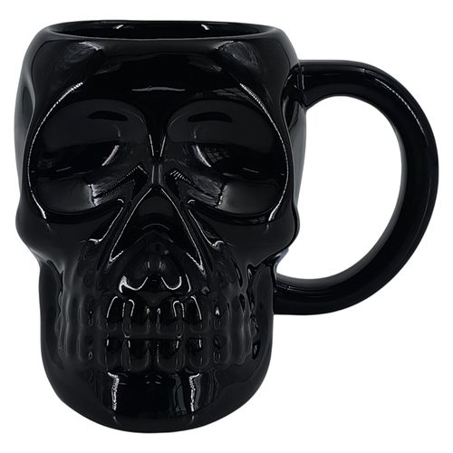 Taza Way To Celebrate cerámica con diseño de calavera negra Halloween