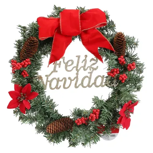 Corona Holiday Time Con Flores De Navidad