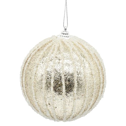 Esfera Holiday Time con brillo color champagne Navidad - 10 cm