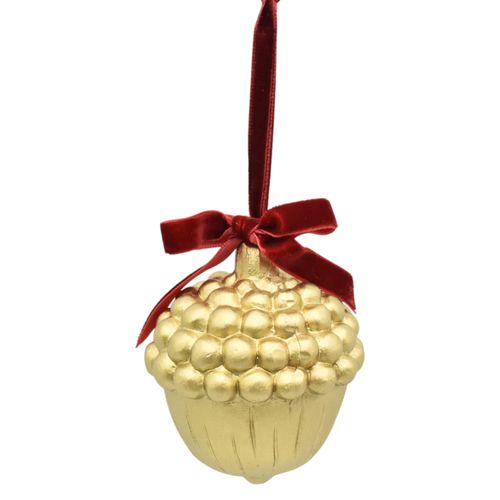 Adorno Holiday Time para árbol dorado color avellana de Navidad - 9 cm