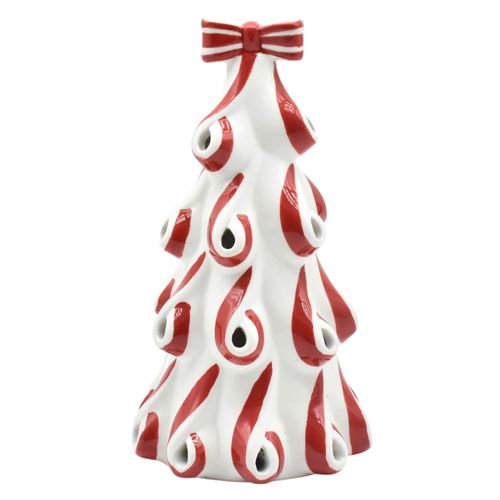 Adorno Holiday Time para árbol blanco y rojo con diseño de Navidad - 22 cm