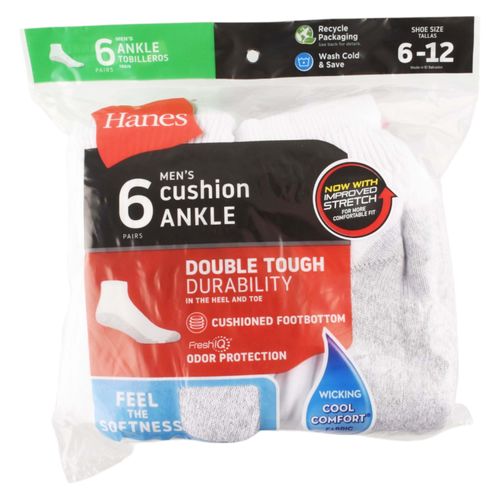 P6 Hanes Calceta Corta Blanca