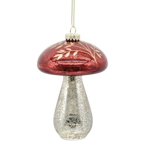 Adorno árbol Holiday Time hongo vidrio decoración Navidad - 13 cm