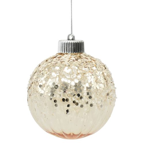 Esfera Holiday Time de medio brillo color champán para Navidad - 10 cm