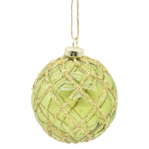 Esfera Holiday Time verde claro con textura Navidad - 8 cm