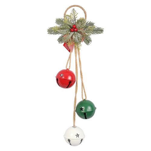 Adorno Holiday Time de cascabel rojo y verde para Navidad - 55 cm