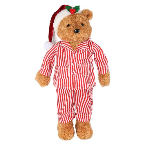Figura Holiday Time de tela con oso en pijama decorativo Navidad - 43 cm