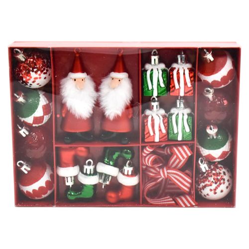 Adornos Holiday Time variados para árbol de Navidad 16 cm - 24 Uds