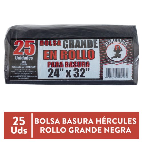 Bolsa Bas Hercules Negra Roll Gde 25Un