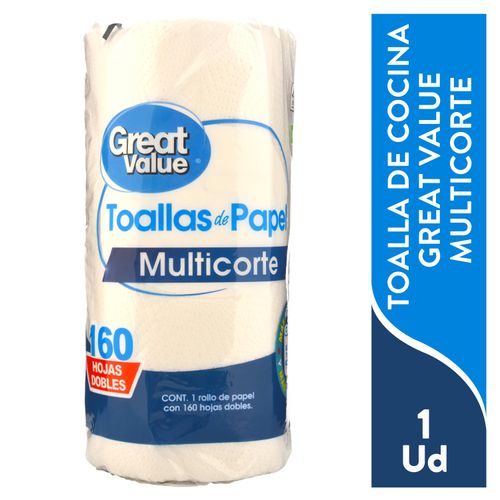 Toalla Great Value para cocina 160 hojas multicorte - 1 Ud