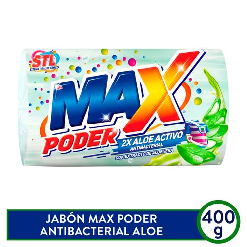 Jabon Mr Max Poder Aloe Activo Antibacterial 400 g