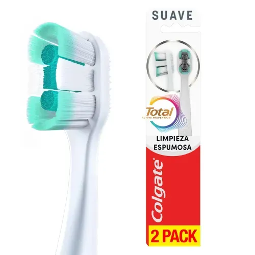 Cepillo Dental Colgate Total Limpieza Espumosa Suave - 2 pzas