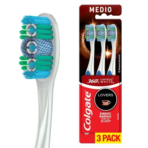 Cepillo De Dientes Colgate 360° Luminous White Lovers - 3 Pack