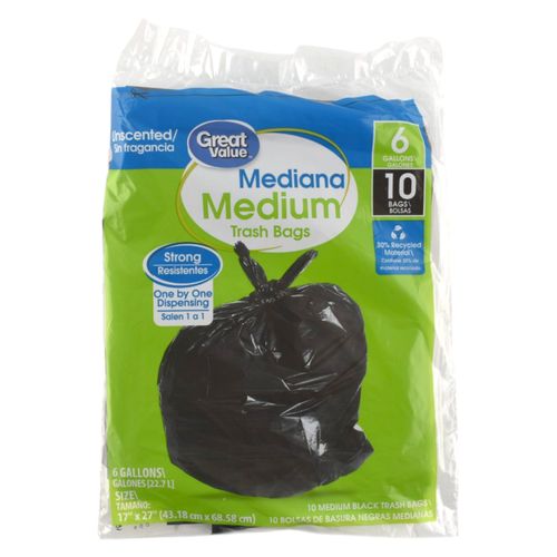 Bolsa para basura Supermax negras con manigueta mediana - 10 uds