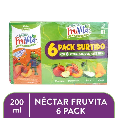 Jugos nectar Fruvita, 6 pack surtido -200 ml