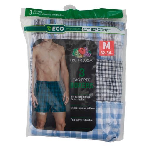 Boxer Fruit Of The Loom Tejido Plan Color Blanco 3 Pack Talla M