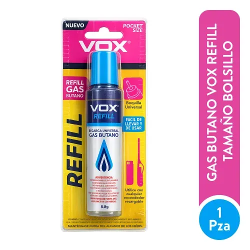 Gas Butano VOX Refill Tamaño Bolsillo - 1pza