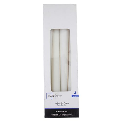 Set De 4 Piezas Velas Taper Color Blanco