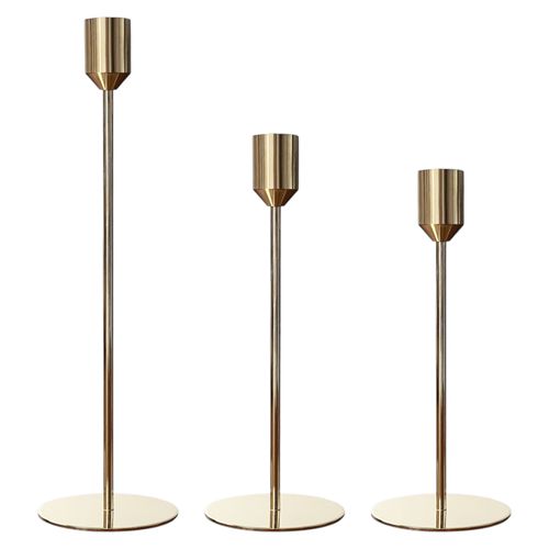 Ms Set De 3 Candelabros Color Dorado