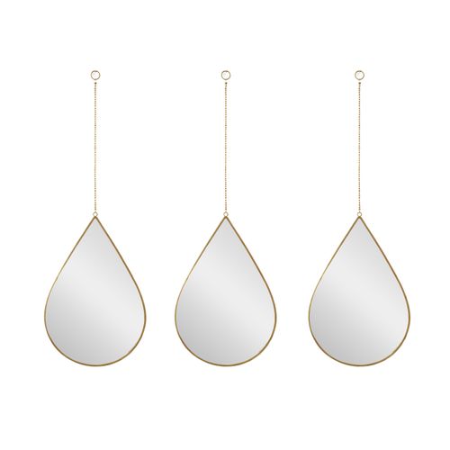 Ms Set 3 Espejos Gota Dorado 19x28cm