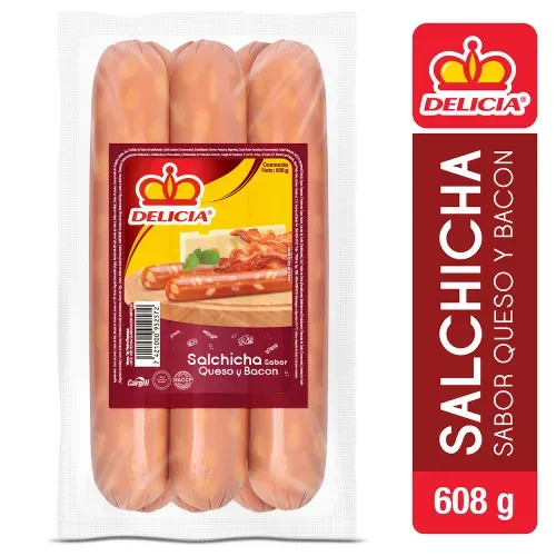 Salchicha Delicia Sabor Queso y Bacon - 608 g