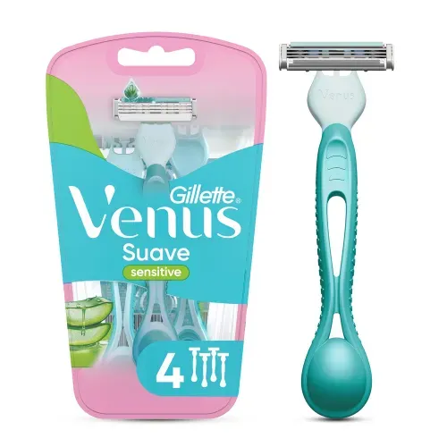 Máquina Afeitar Mujer Gillette Venus Suave Sensitive 3 Hojas Para Depilar - 4 Uds