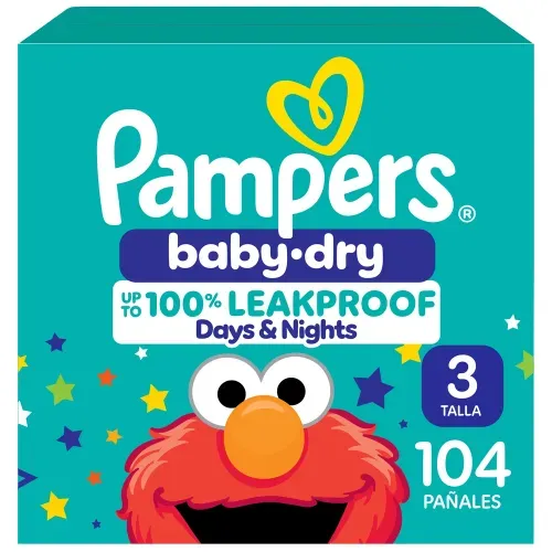 Pañales Pampers Baby-Dry Talla 3 6-12 kg - 104 Uds