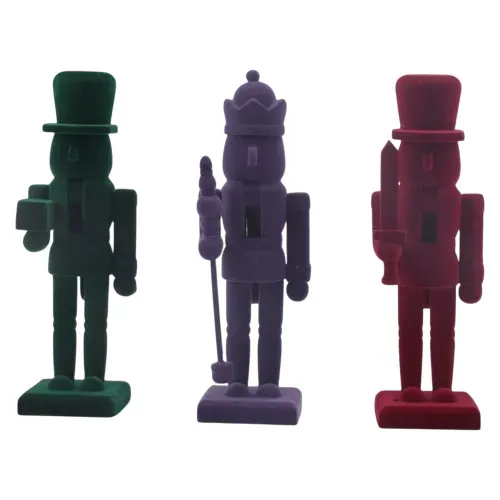 Cascanueces Holiday Time terciopelo Navidad 21 cm - 3 Pzas