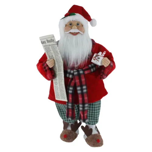 Santa Claus Holiday Time con pijama y pantuflas Navidad - 45 cm