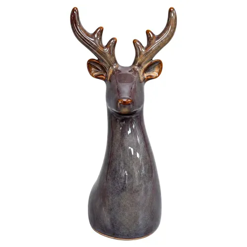 Reno Holiday Time decorativo de cerámica con acabado piedra negro y azul para Navidad - 20 cm
