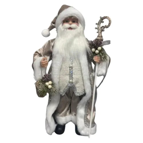 Santa Holiday Time decoración tela con foco Navidad - 48 cm