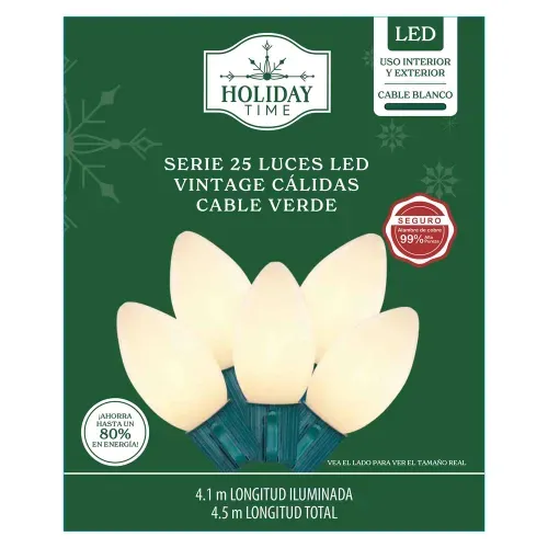 Luces Holiday Time Led cálidas para Navidad serie de 25 luces