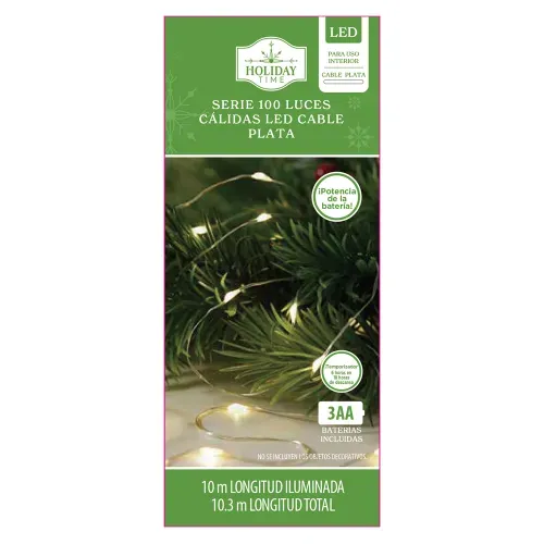 Luces Holiday Time LED de alambre con baterías incluidas para Navidad serie de 100 luces