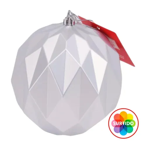 Esfera Holiday Time plateada con textura decorativa Navidad - 120 mm